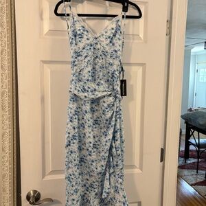 PrettyLittleThing Blue and White Floral Midi Dress